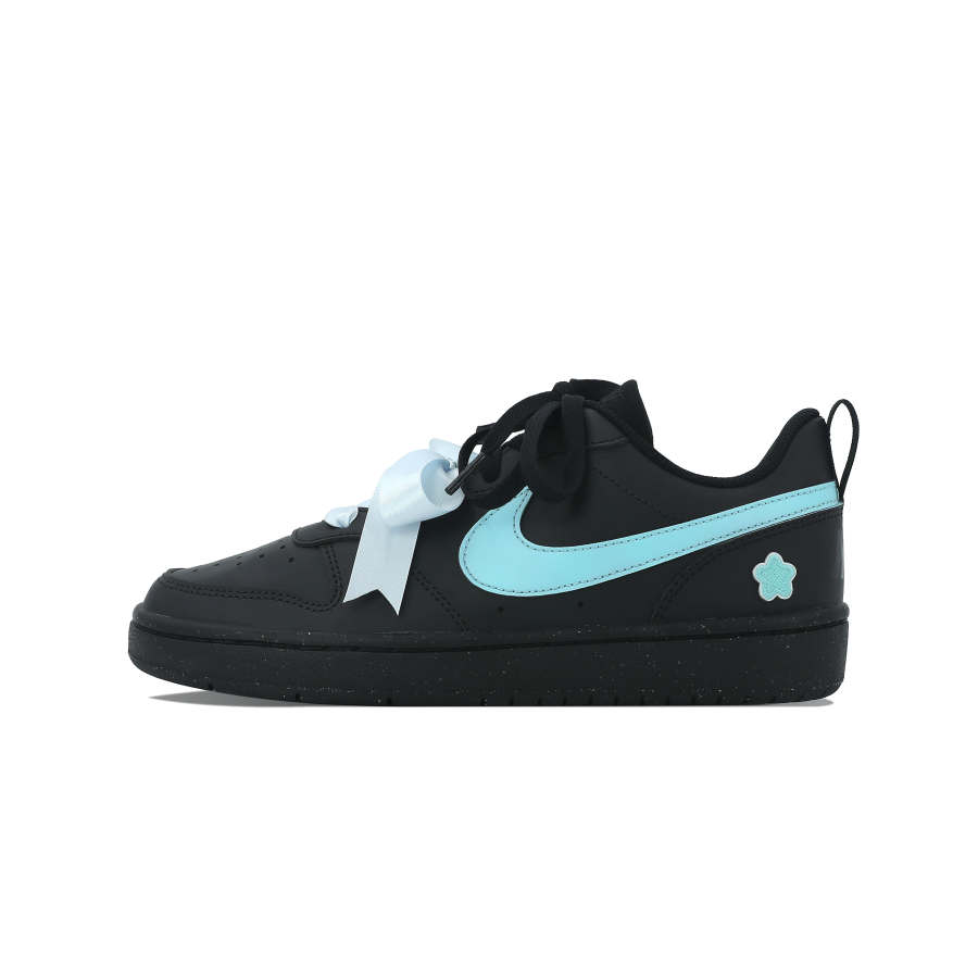 Nike Nike Court Borough Black Sugar Mint Abrasion Resistant Height Increasing Low top Kids' Skateboarding Shoes Black Blue