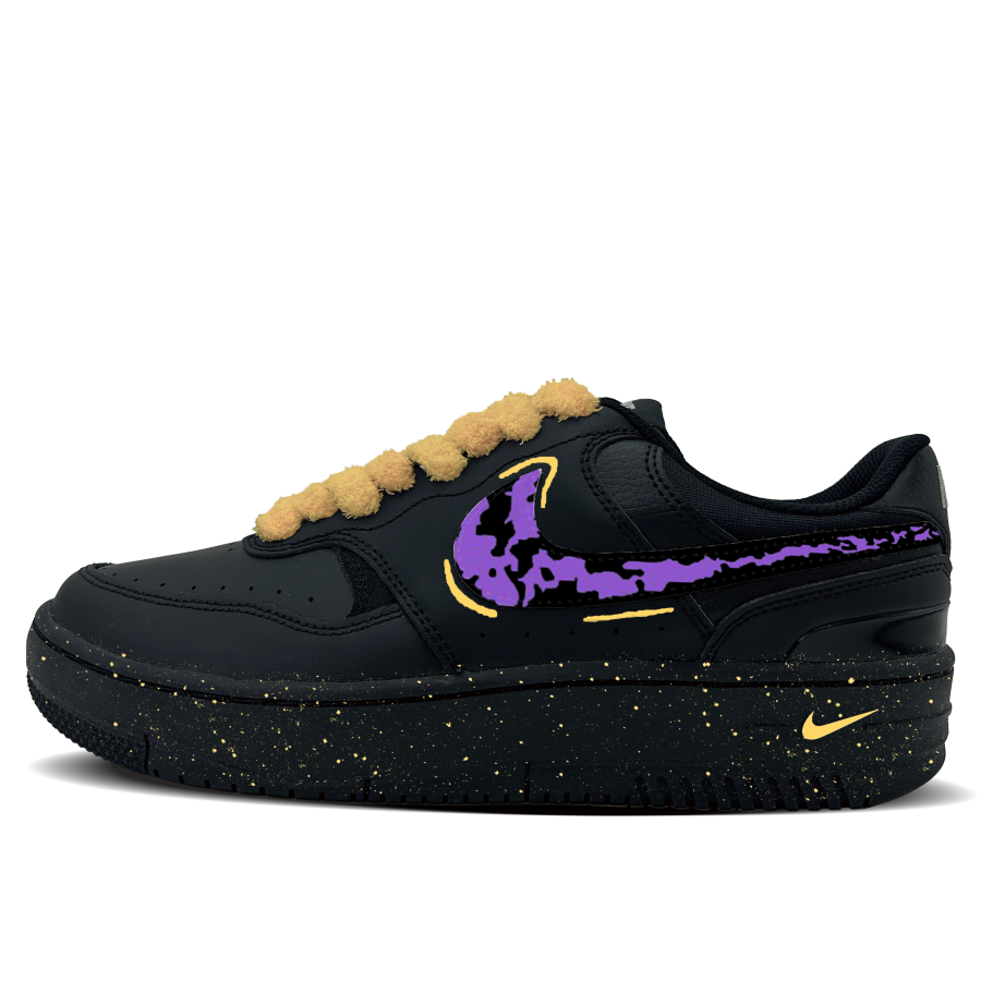 Nike Nike Gamma Force Purple Spots Synthetic Leather Abrasion Resistant Low top Skateboard Shoes Women's Black