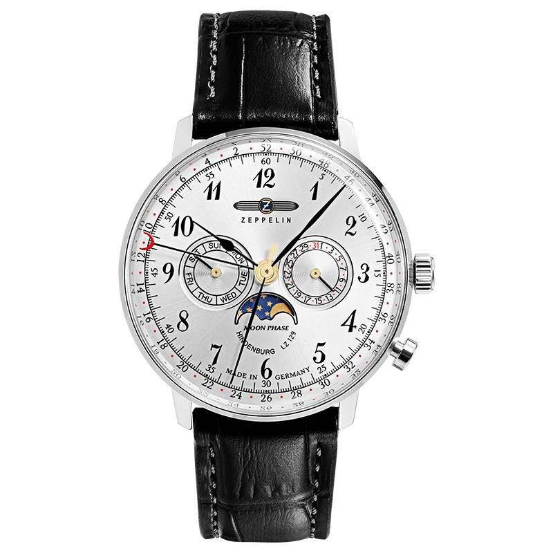 ZEPPELIN Hindenburg Collection Moon Phase Watch Quartz Movement 30m Waterproof Men's Watches Watch 39.5mm