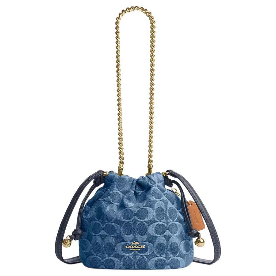 COACH Faye Fabric With Cow Leather Crossbody Bag, Shoulder Bag Mini Women's Indigo