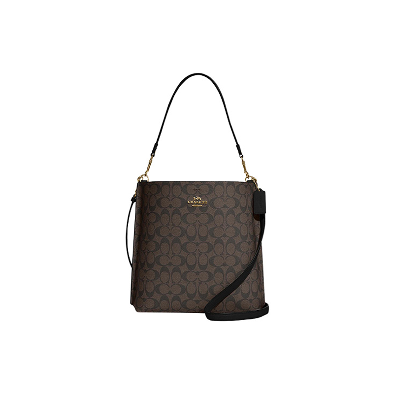 COACH Mollie Signature Coated Canvas With Smooth Leather Bucket Bag, Shoulder Bag, Crossbody Bag, Handbag 28 Women's