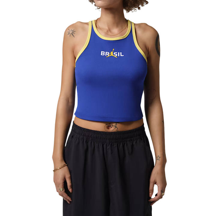 Jordan Jordan Tank Tops Women's Old Royal/Yellow Pulse Crew Neck Moderate Racerback