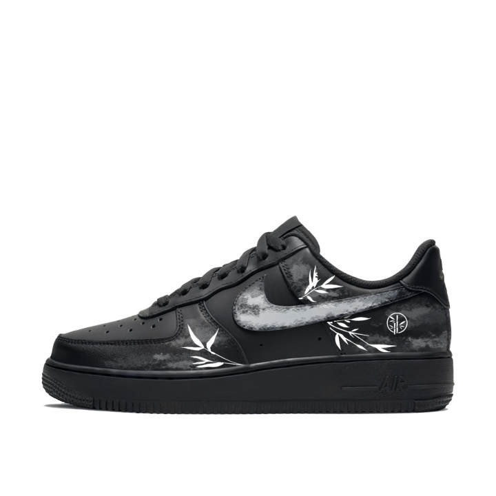 Nike Nike Air Force 1 Ink Bamboo Abrasion Resistant Slip Resistant Low top Skateboard Shoes Unisex Black White