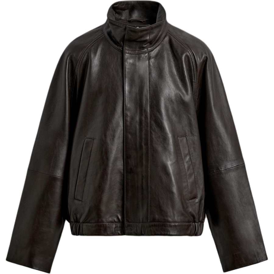 ZARA ZARA Leather Jackets Men's Chocolate Stand Collar Moderate
