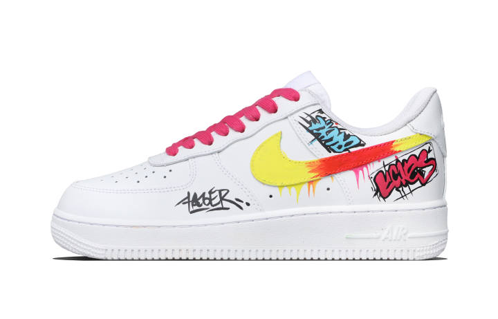 Nike Nike Air Force 1 Graffiti Cow Leather Abrasion Resistant Low top Skateboard Shoes Unisex Red