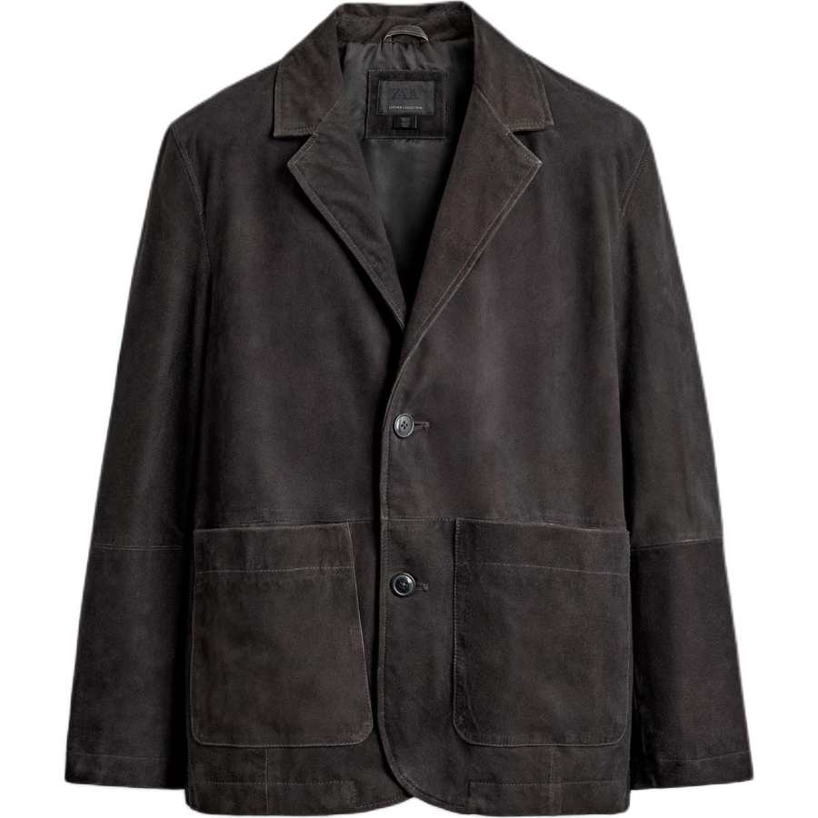 ZARA Business Suits Men's Dark Brown Suit Collar Moderate Business Suit