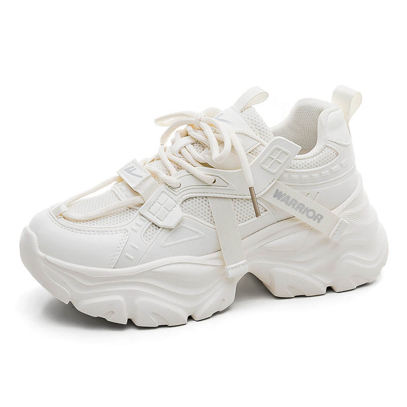 WARRIOR Chunky Sneakers Women's Low Top Black, Beige, Ecru/Dark Blue