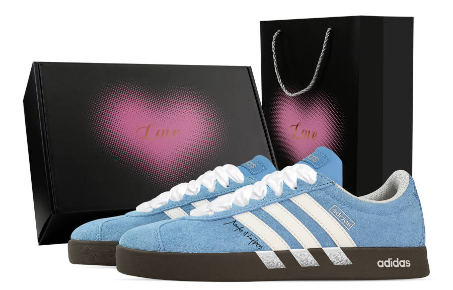 Adidas Adidas VL COURT 2.0 Blue Velvet, Heart Box Low top German Army Trainers Unisex Blue White