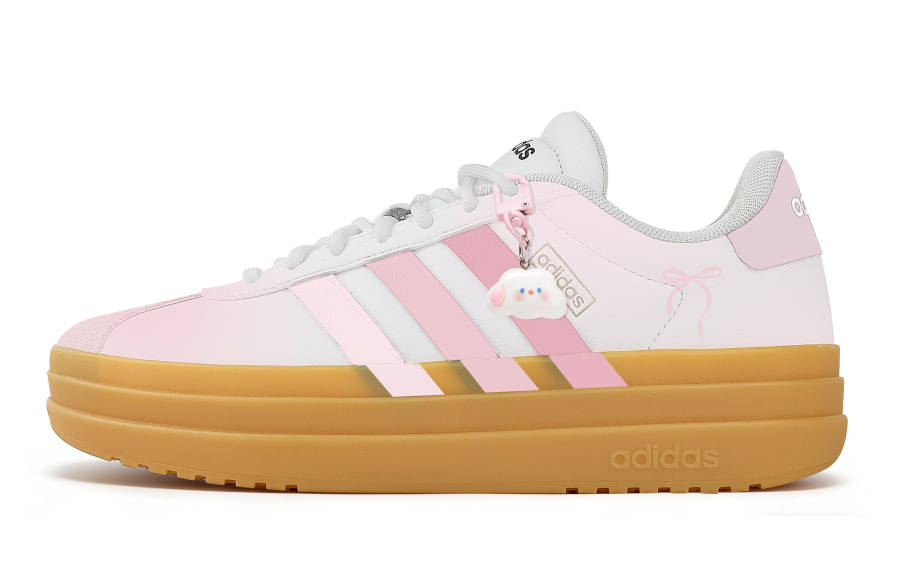 Adidas Adidas VL Court Bold Strawberry Foam Abrasion Resistant Slip Resistant Low top Skateboard Shoes Women's White Pink