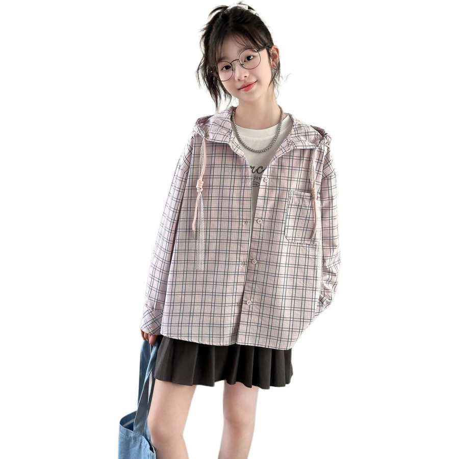 PLANDOO Kids Casual Shirts Hooded Moderate