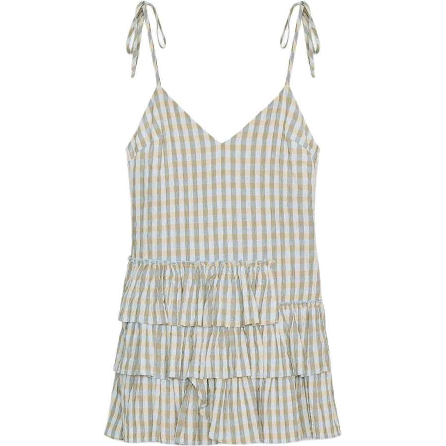ZARA ZARA Slip Dresses Women's Gray/Beige V Neck Moderate Short Skirt