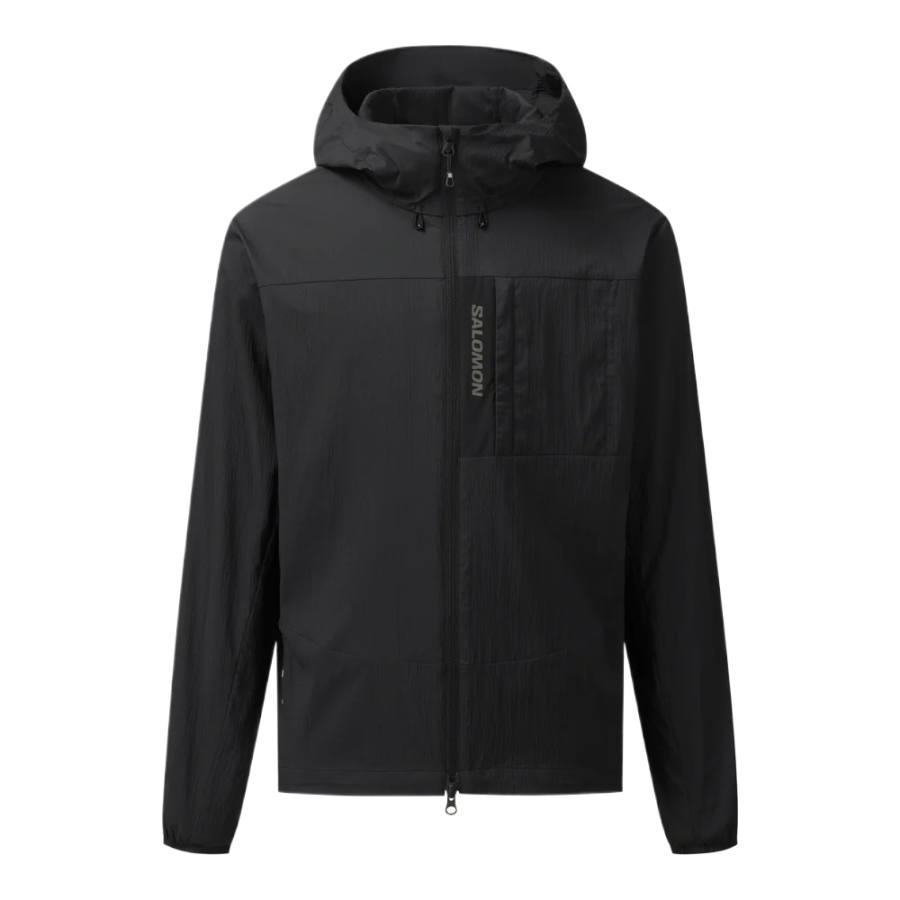 SALOMON Running Jackets Unisex Black Hooded Non Detachable Moderate