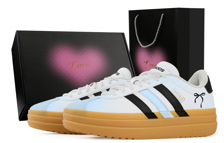 Adidas Adidas VL Court Bold Milk Salt Bowknot, Heart Box Abrasion Resistant Slip Resistant Low top Skateboard Shoes Women's