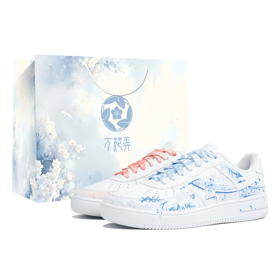 XTEP Air Force 1 Low top Skateboard Shoes Unisex Pink Blue Mismatched