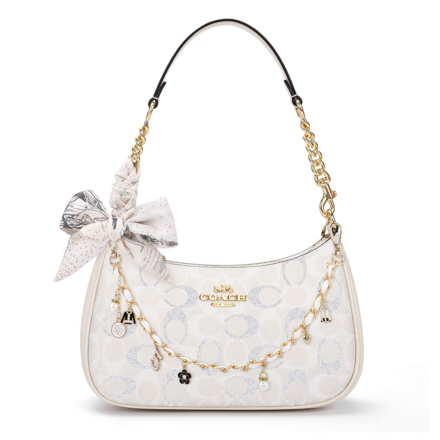 COACH Teri Artificial Leather Crossbody Bag, Shoulder Bag Medium Women's White Moonlight