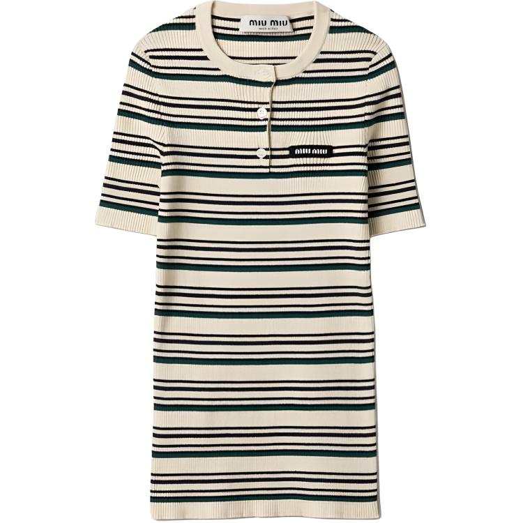 Miu Miu Crewneck Striped T-Shirt