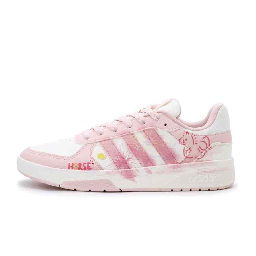 Adidas Adidas COURTBEAT Synthetic Leather Abrasion Resistant, Breathable, Slip Resistant Skateboard Shoes Women's Cute Pink