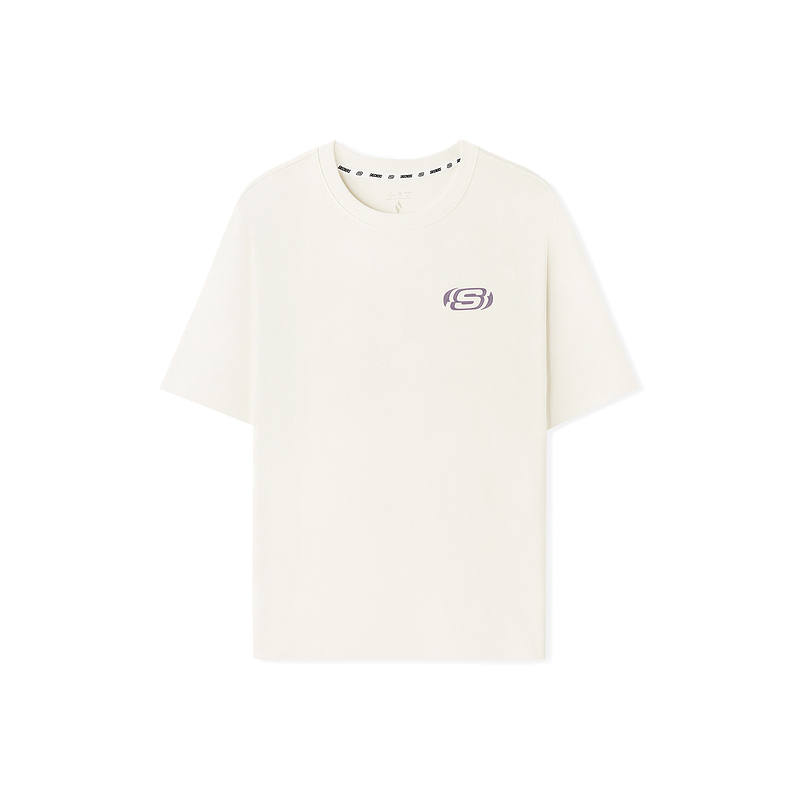 Skechers T Shirts Unisex Marshmallow White 0074 Crew Neck Moderate