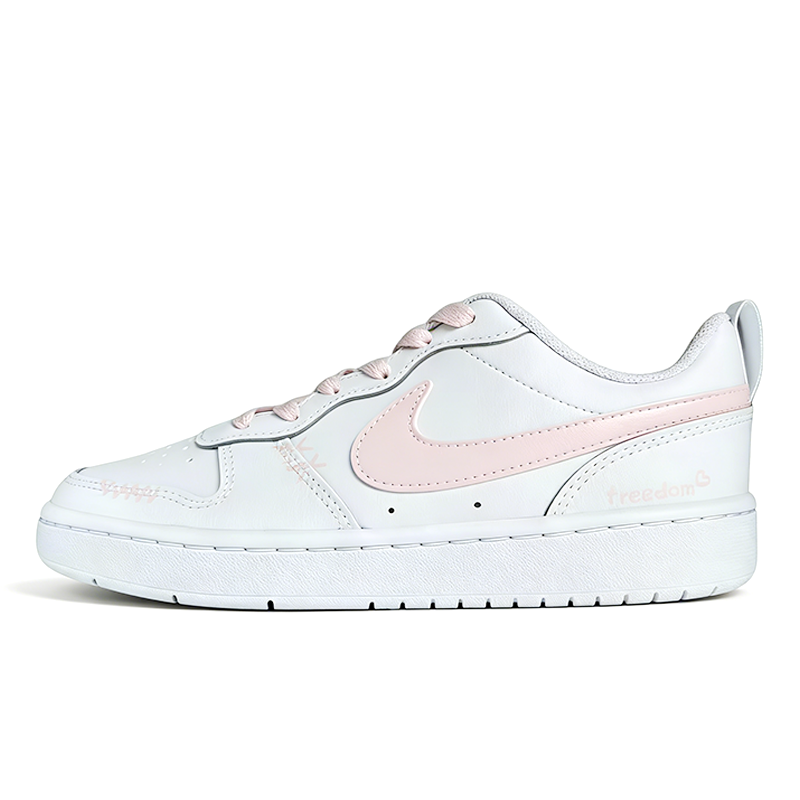Nike Nike Court Borough Spring Pink Trace Leather Cushioning Abrasion Resistant Breathable Kids' Skateboarding Shoes