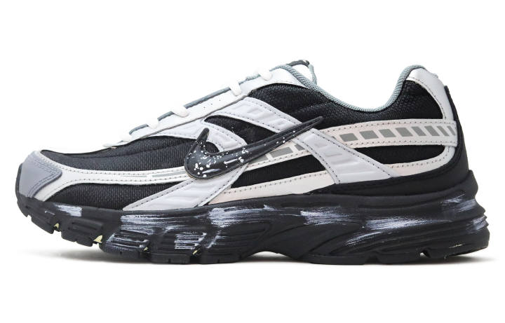 Nike Nike Initiator Leather, Mesh Abrasion Resistant Slip Resistant Low top Casual Running Shoes Men's Black Silver