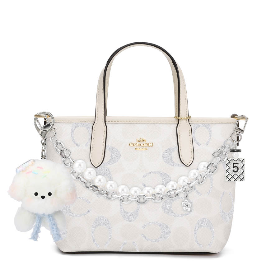 COACH City Artificial Leather Crossbody One Shoulder Handbag Mini Women's White