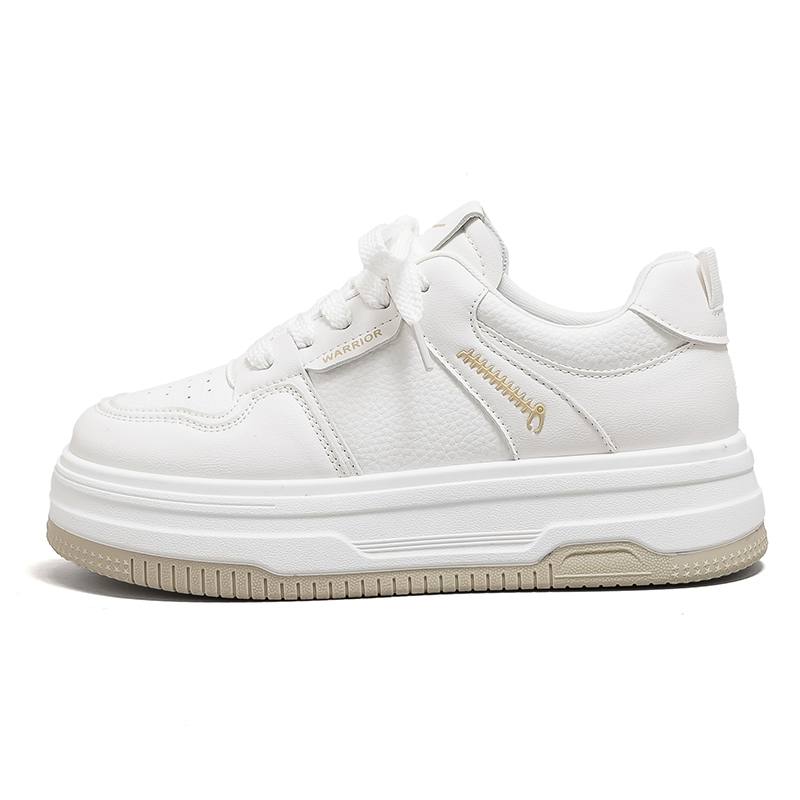 Warrior Height Increasing Abrasion Resistant Lightweight Low top Skateboard Shoes Women's White Khaki