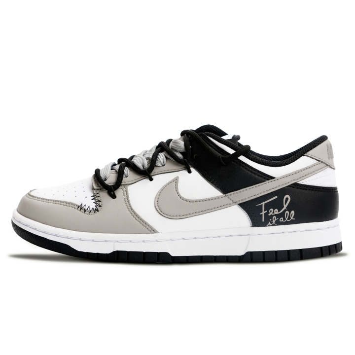 Nike Nike Dunk Black White, Milk Coffee Letter Leather Abrasion Resistant Slip Resistant Low top Skateboard Shoes Unisex