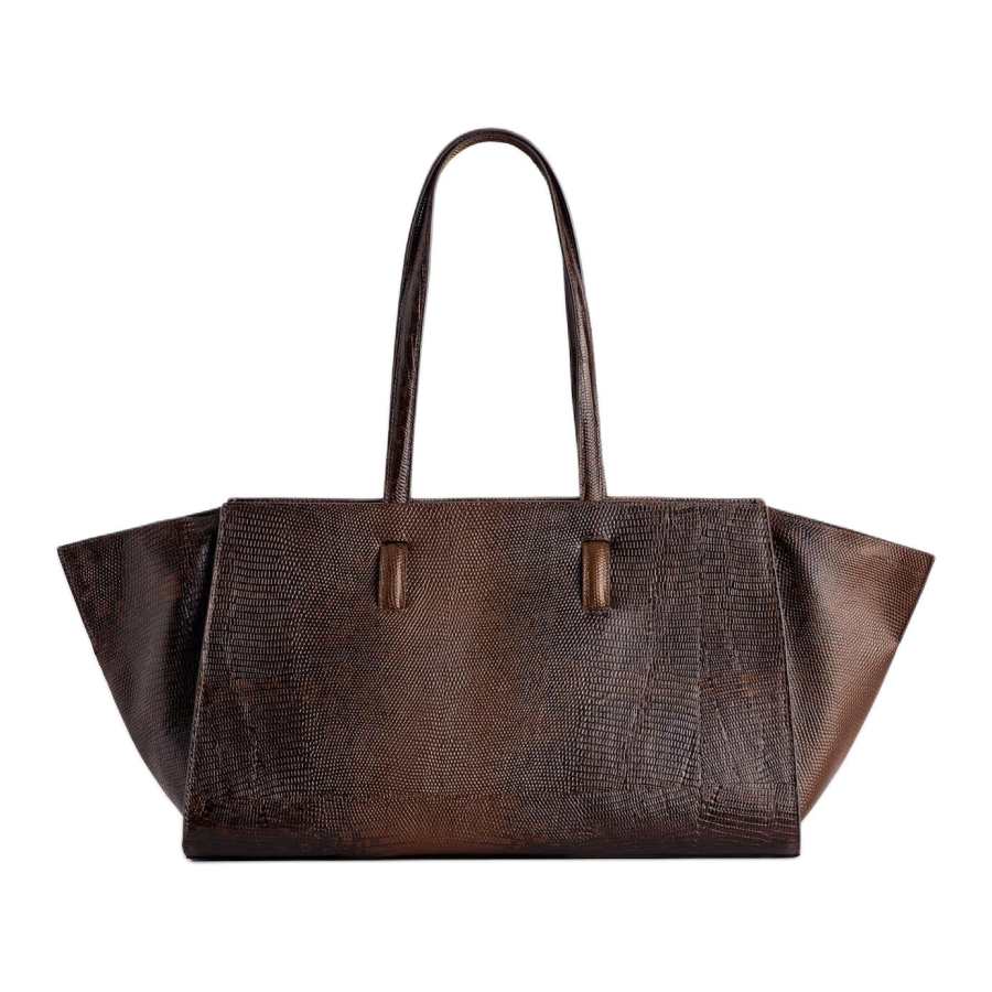 COS Cow Leather Tote Bag, Shoulder Bag Women's Brown