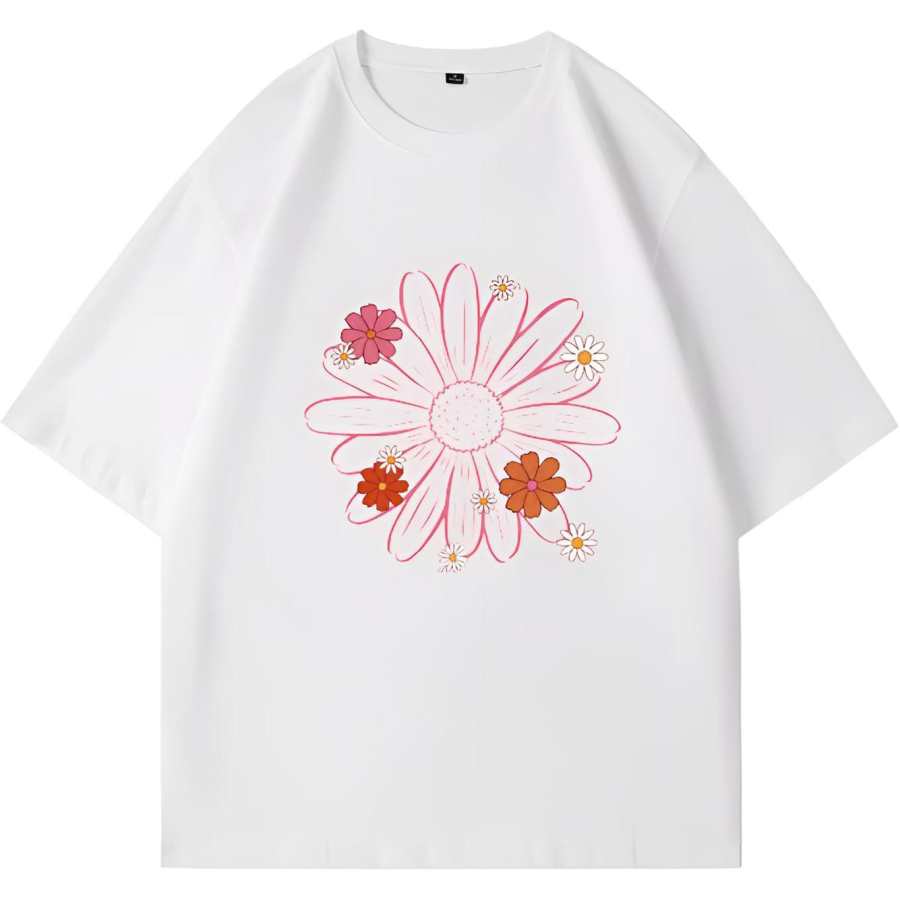 VENICEW T Shirts Women's White Crew Neck Thin Straight Fit
