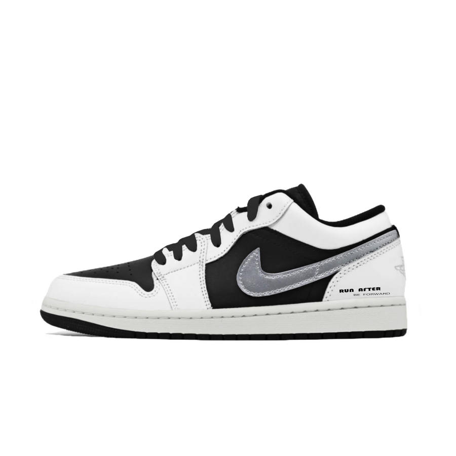 Jordan Jordan Air Jordan 1 Silver Night Leather Abrasion Resistant Low top Sports Basketball Shoes Men's White Silver