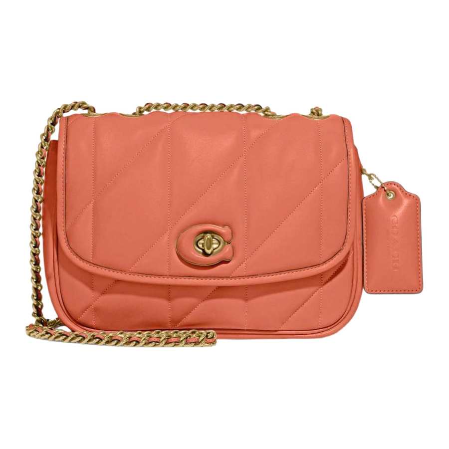 COACH Pillow Nappa Leather Shoulder Bag, Crossbody Bag Medium Women's Macaron Color, Light Coral