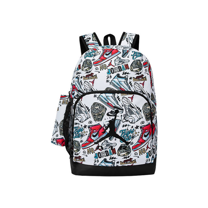 Jordan Jordan Polyester Backpack Unisex Pure White & Gym Red