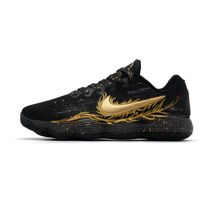 Nike Nike Hyperdunk 2017 Gilded Cushioning Abrasion Resistant Slip Resistant Low top Basketball Shoes Men's Black Gold