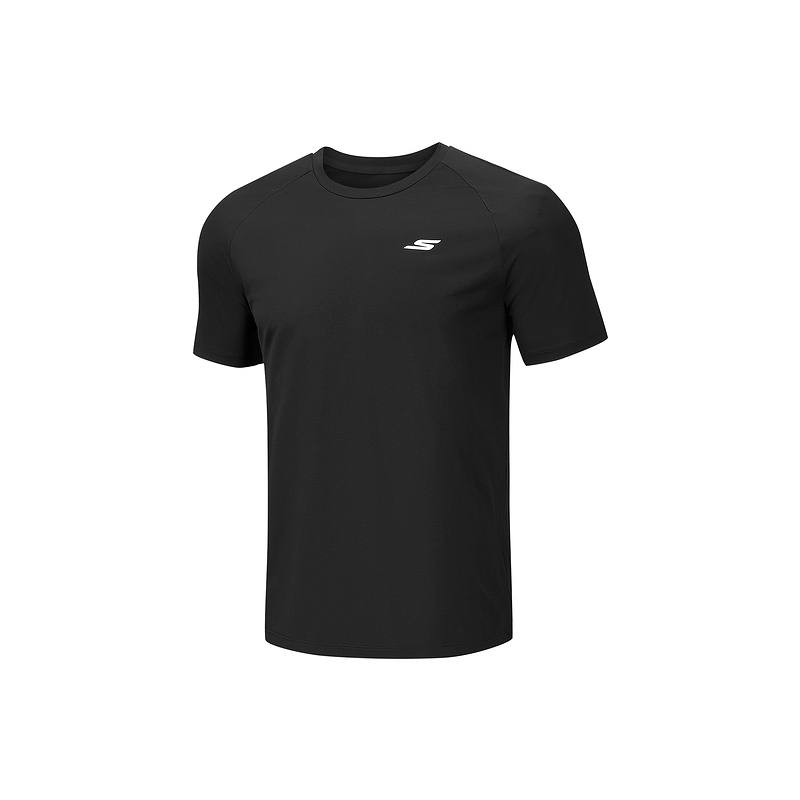 Skechers T Shirts Men's Carbon Black 0018 Crew Neck Moderate