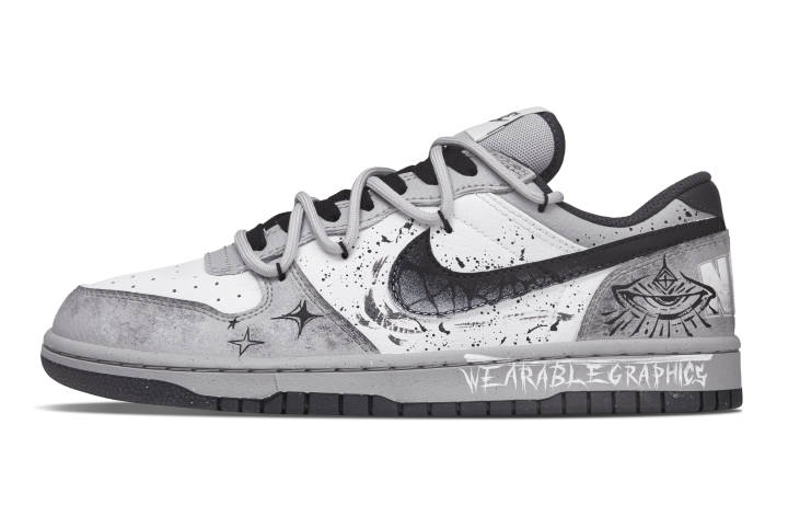 Nike Nike Big All seeing Eyes Abrasion Resistant Slip Resistant Low top Skateboard Shoes Men's Black White Gray
