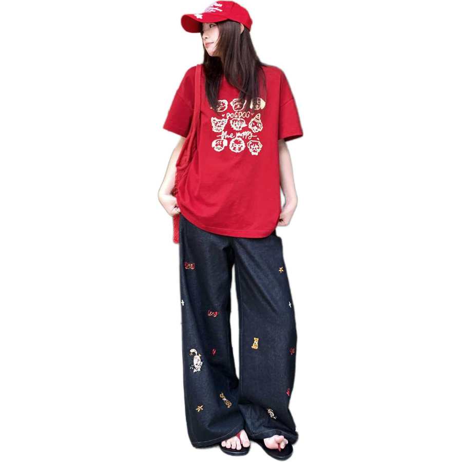 VENICEW T Shirts Women's Crew Neck Moderate Straight Fit