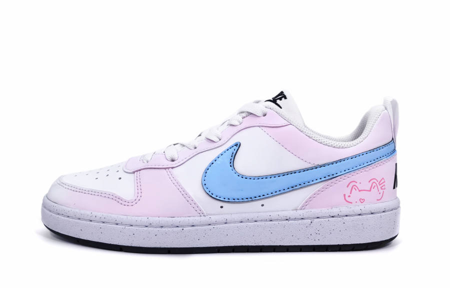 Nike Nike Court Borough Peach Soda Blue Cat Low top Kids' Skateboarding Shoes White Peach Pink Teenagers