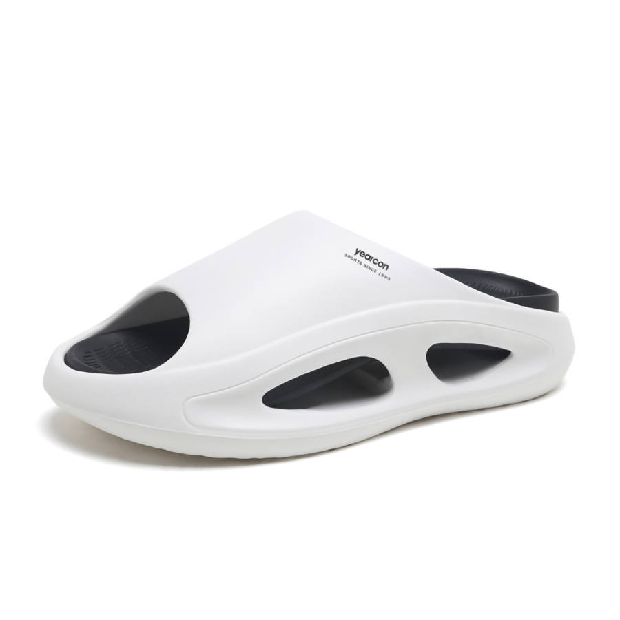 YEARCON Slide Slippers Men's White Black Colorway