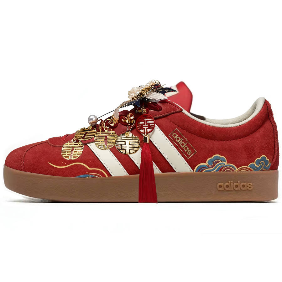 Adidas Custom Adidas VL Court Cloud Bliss Red Beauty Synthetic Leather Slip Resistant Low top German Army Trainers Unisex Red