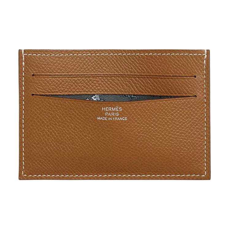 HERMES Citizen Twill Epsom Leather Card Holder Women's Gold & Green & Red & Forest & Gray & Plain
