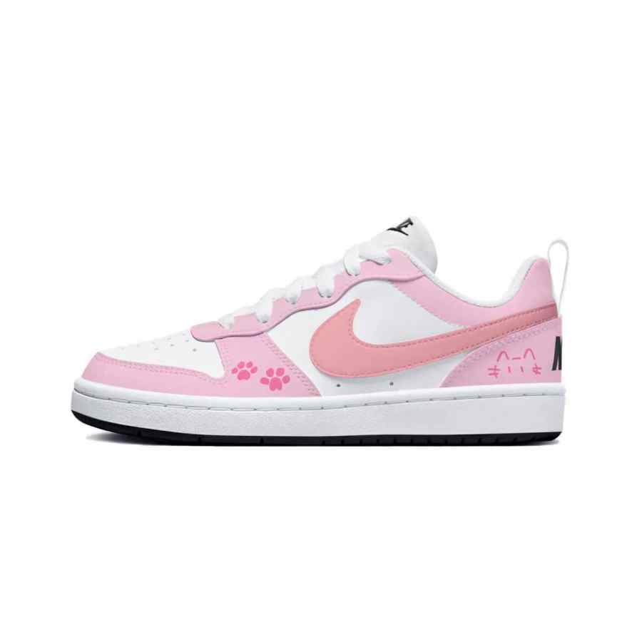 Nike Nike Court Borough Sweet Pink Meow Low top Kids' Skateboarding Shoes White Peach Pink Teenagers