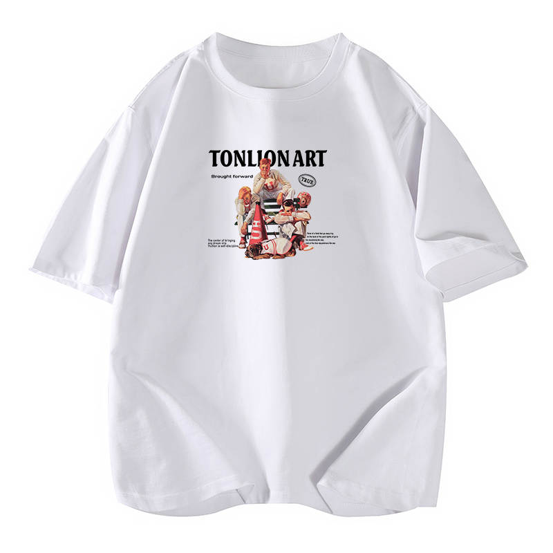 Tonlion T Shirts Unisex Crew Neck Moderate Straight Fit