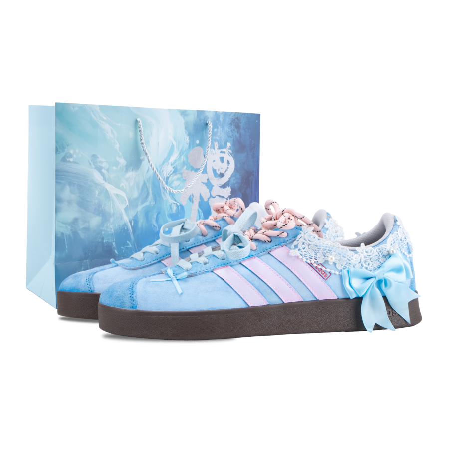 Adidas Adidas VL COURT 2.0 Dusty Blue Secrets Abrasion Resistant Slip Resistant Low top Skateboard Shoes Unisex Blue Pink