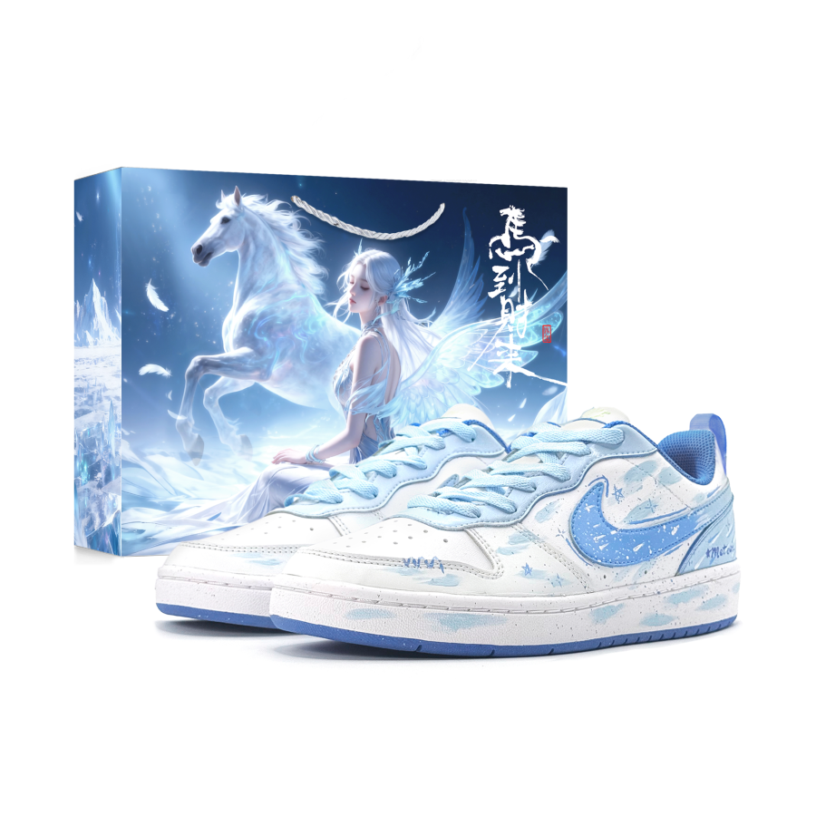 Nike Nike Court Borough Shopping Bag, Blue Feather Star Dream Leather Skateboard Shoes White Blue