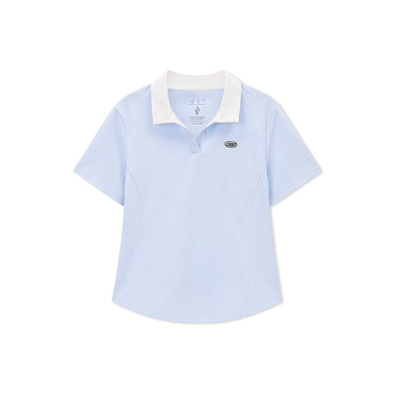 Skechers Polo Shirts Women's Braised Sulfur Blue 026P Polo Collar Moderate Other