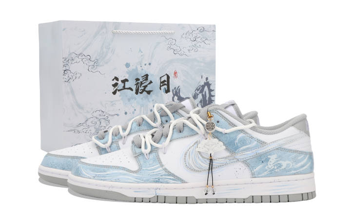 Nike Nike Dunk Jiang Immersed Moon Abrasion Resistant Slip Resistant Low top Skateboard Shoes Unisex White Blue