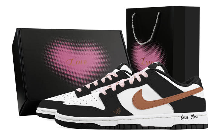 Nike Nike Dunk Pink Mocha 1 Heart Box Synthetic Leather Abrasion Resistant Slip Resistant Low top Skateboard Shoes Unisex