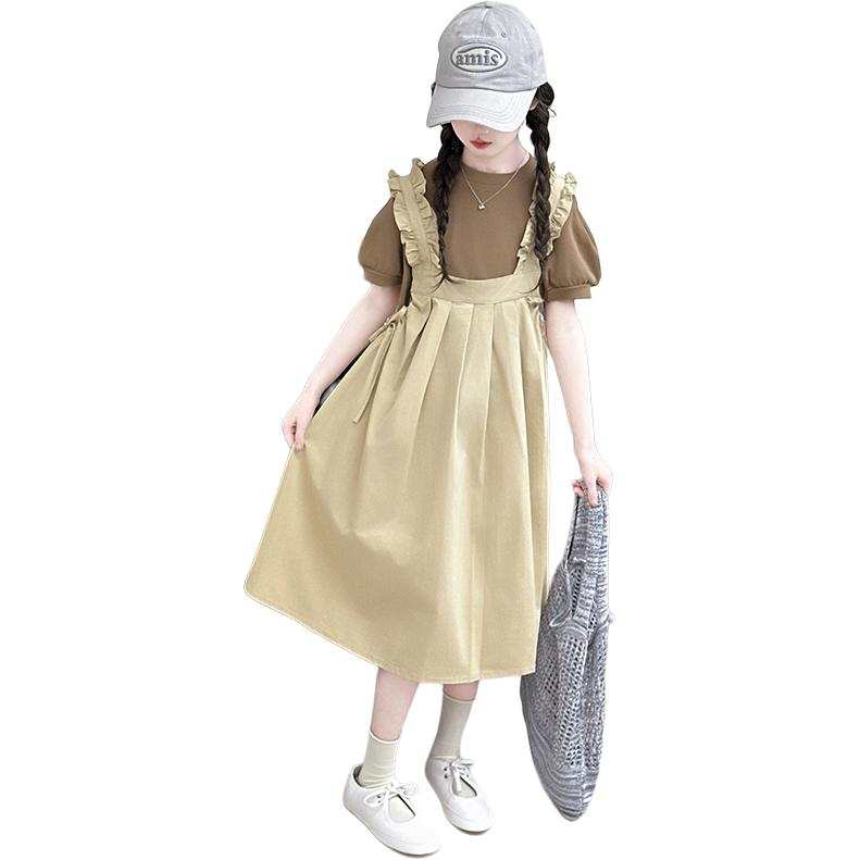 PLANDOO Kids Two Piece Skirt Sets Crew Neck Moderate Mid Length