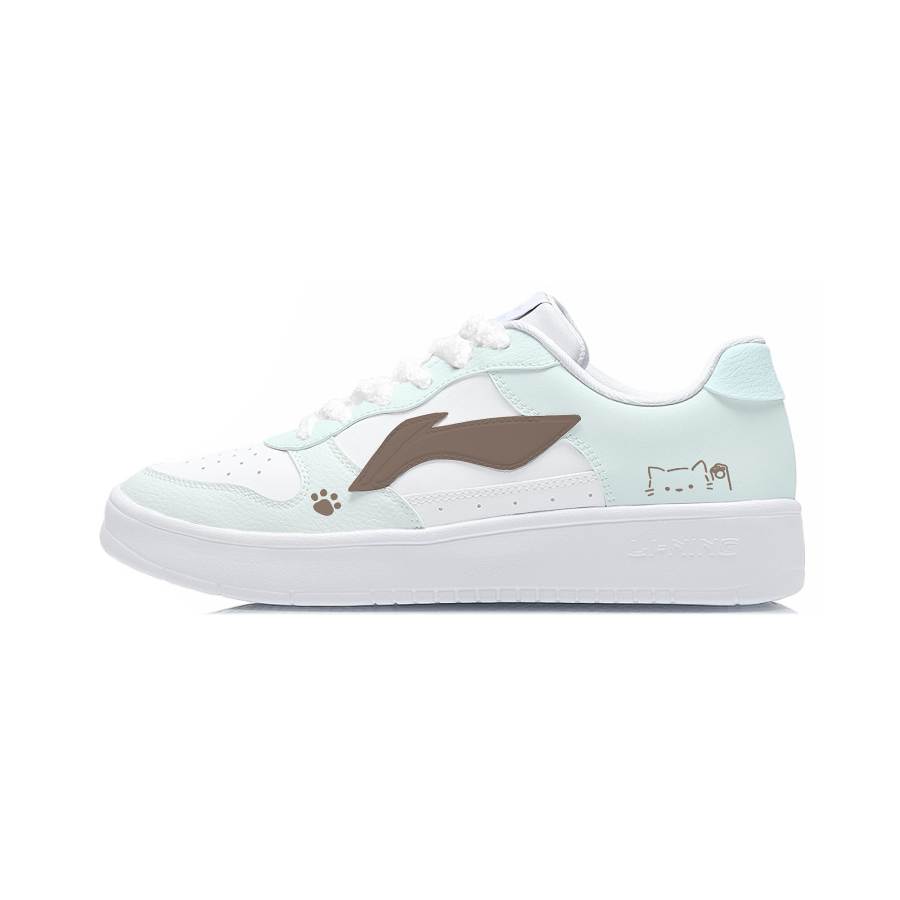 Li-Ning Li Ning Floating Boat Synthetic Leather Cushioning Breathable Slip Resistant Low top Skateboard Shoes Women's Green