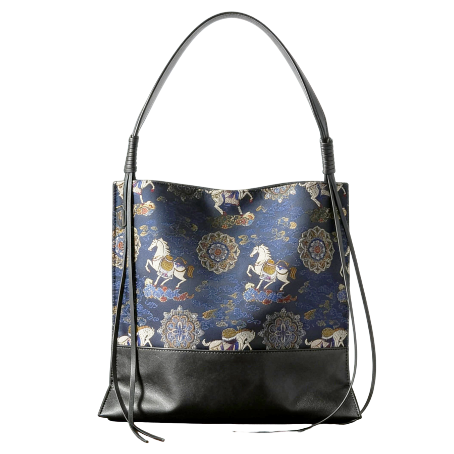 PAYOT PAYOT Fabric, Synthetic Leather Shoulder Bag Regular Women's Blue Black